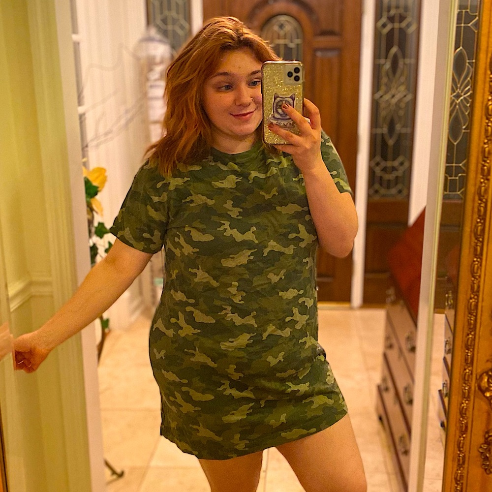 Old navy camouflage green t shirt dress - Picture 1 of 8